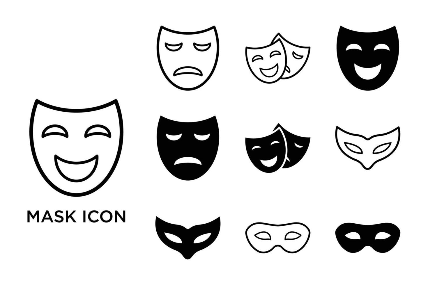 opera masker pictogram set vector ontwerpsjabloon eenvoudig en schoon