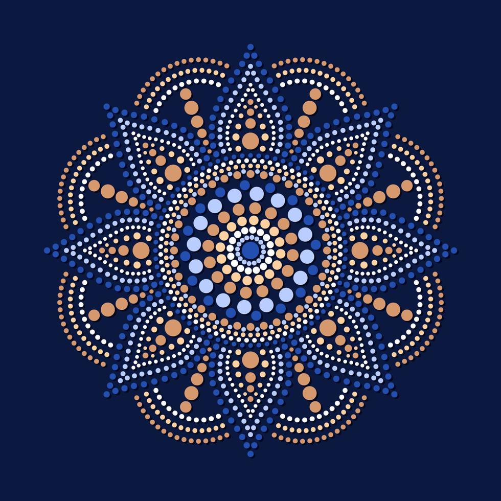 stippen schilderen ontmoet mandala's. Aboriginal stijl van stippen schilderen en de kracht van mandala. decoratieve bloem vector