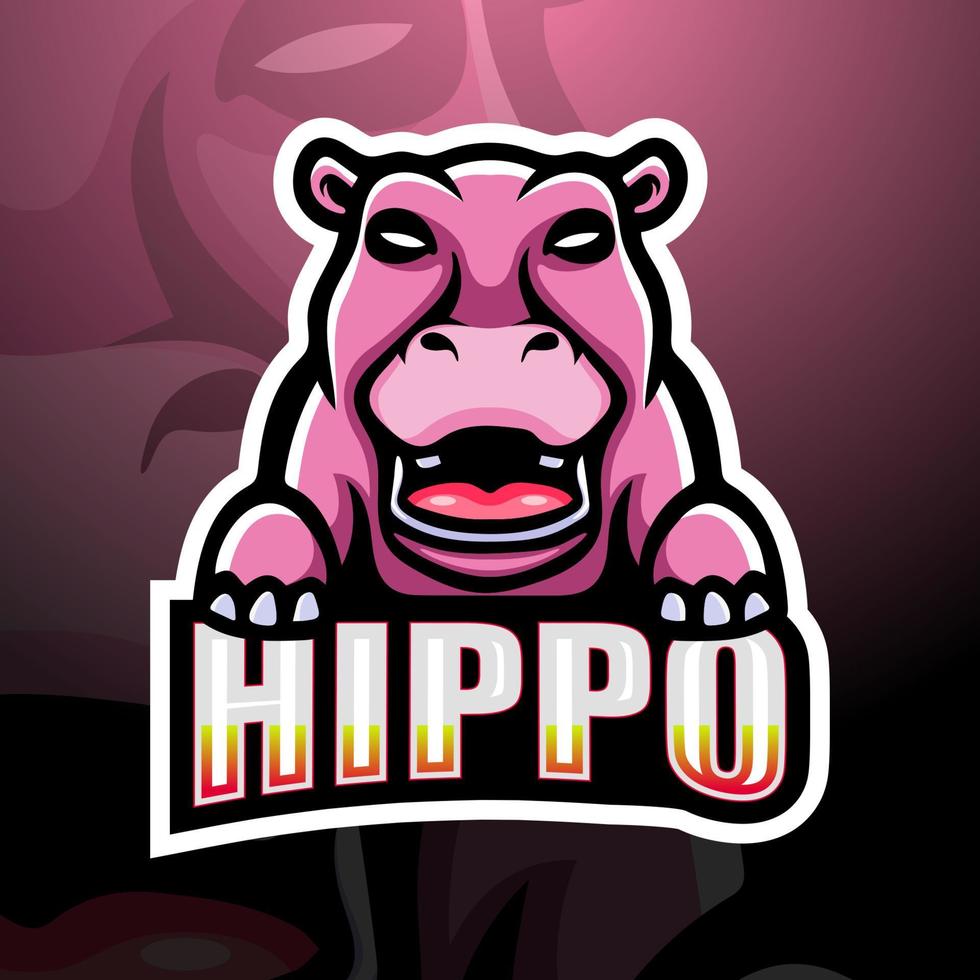 nijlpaard mascotte esport logo ontwerp vector