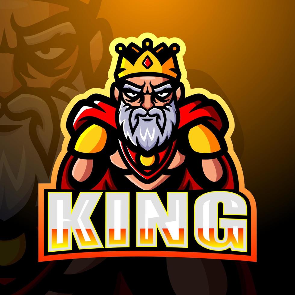 koning mascotte esport logo ontwerp vector