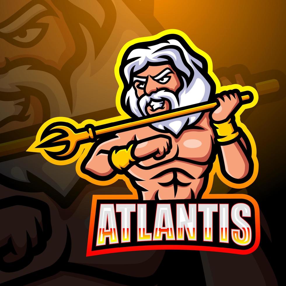 atlantis mascotte esport logo ontwerp vector