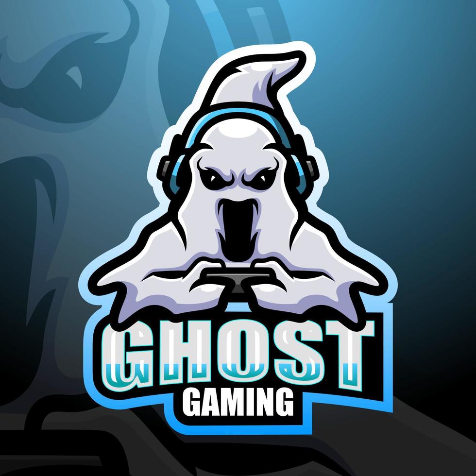 ghost gaming mascotte esport logo ontwerp vector