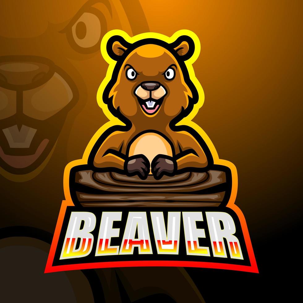 bever mascotte esport logo ontwerp vector