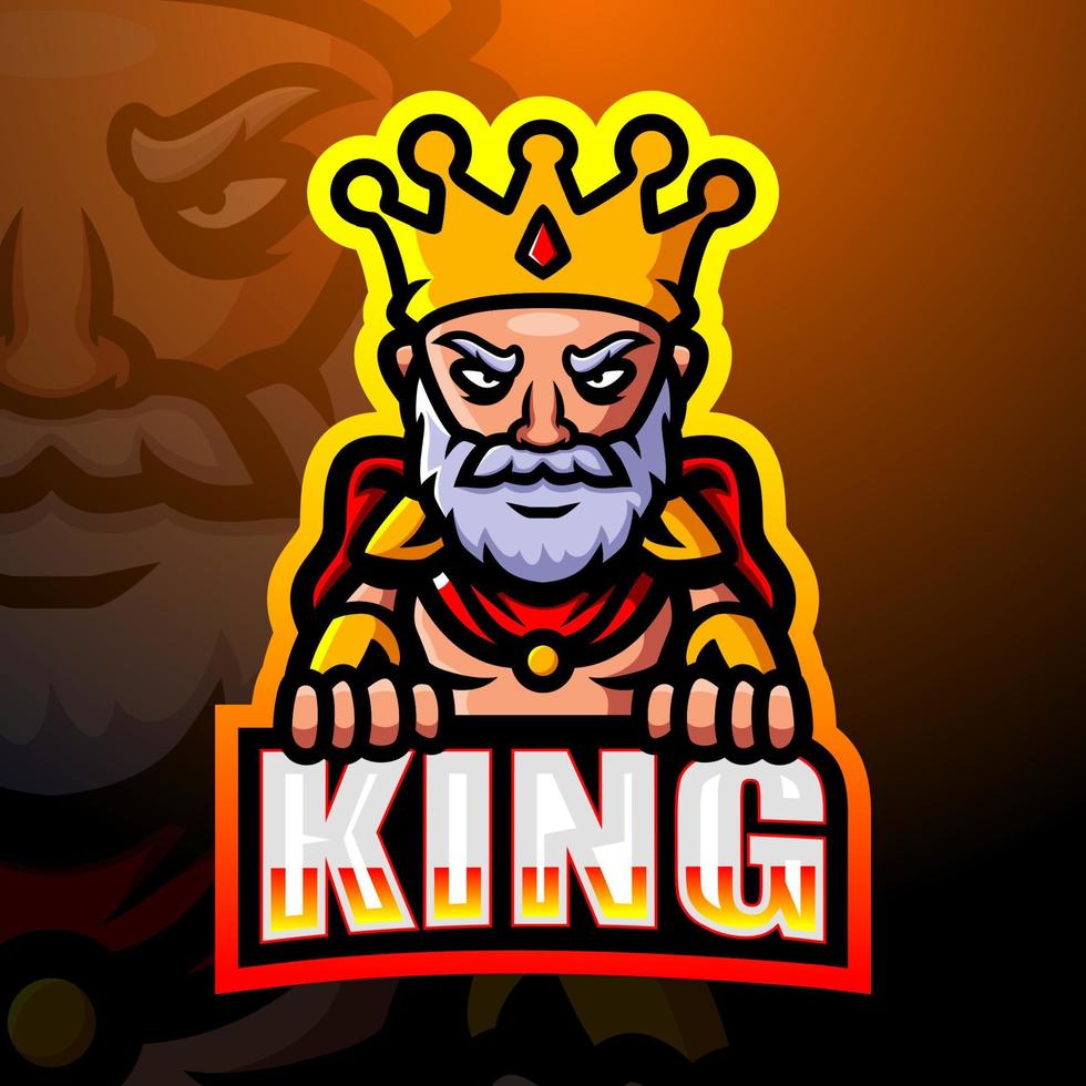 koning mascotte esport logo ontwerp vector