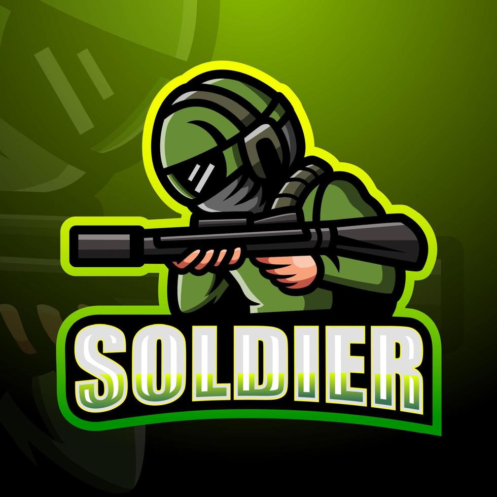 soldaat mascotte esport logo ontwerp vector