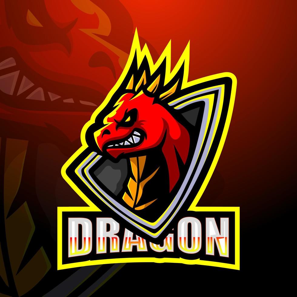 draak mascotte esport logo ontwerp vector