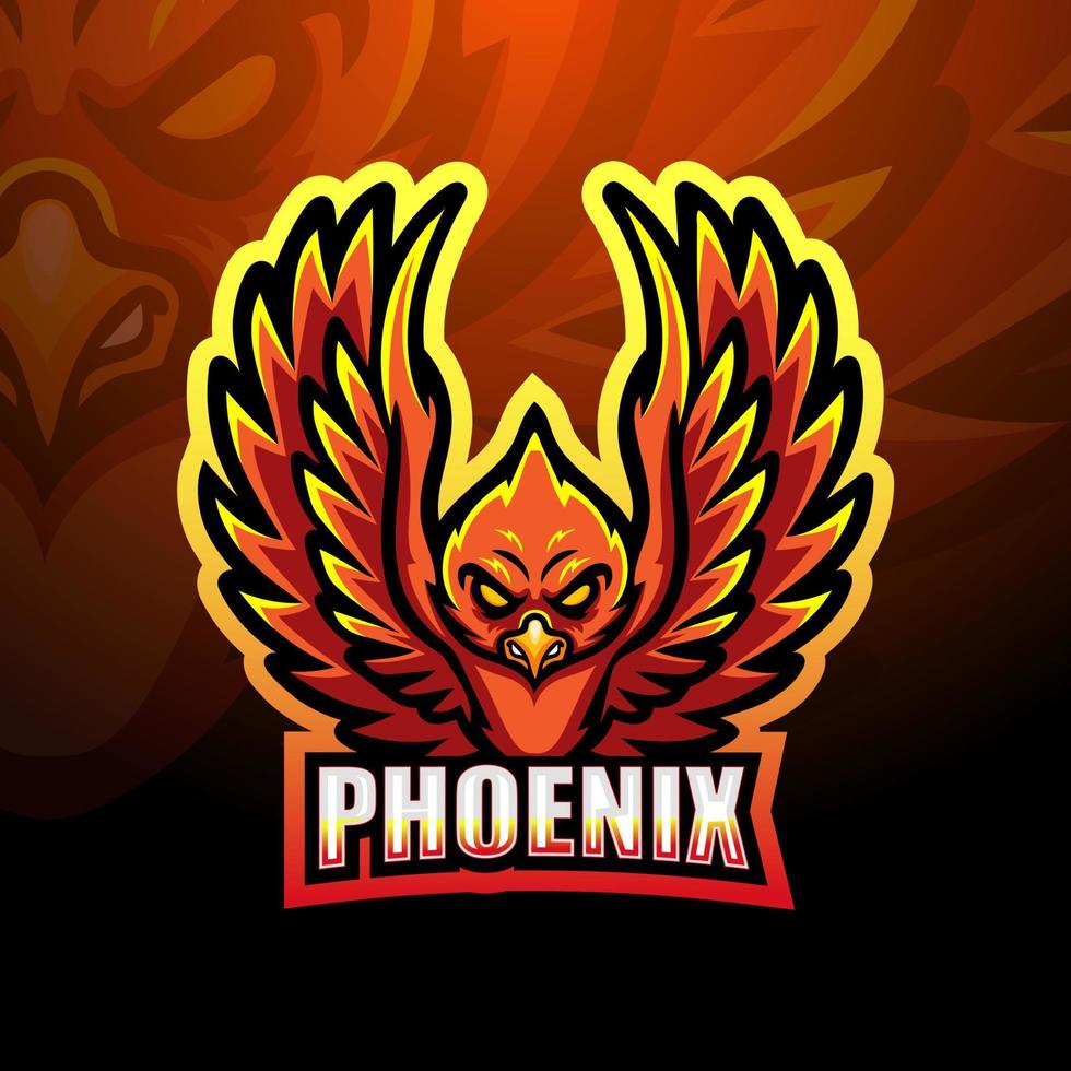 phoenix mascotte esport logo ontwerp vector