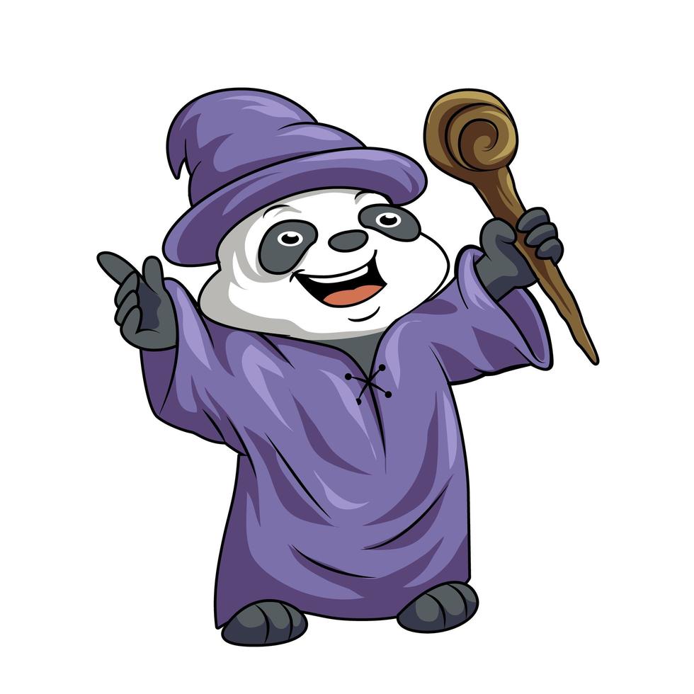 schattige panda goochelaar mascotte logo concept geïsoleerd op een witte achtergrond vector