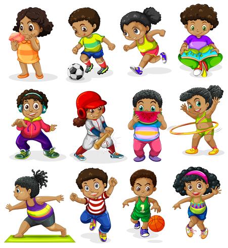 Set van Afro-Amerikaanse kinderen vector