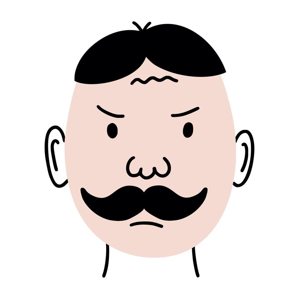 boze man. gezicht mensen in doodle stijl. avatar voor sociaal netwerk. vector