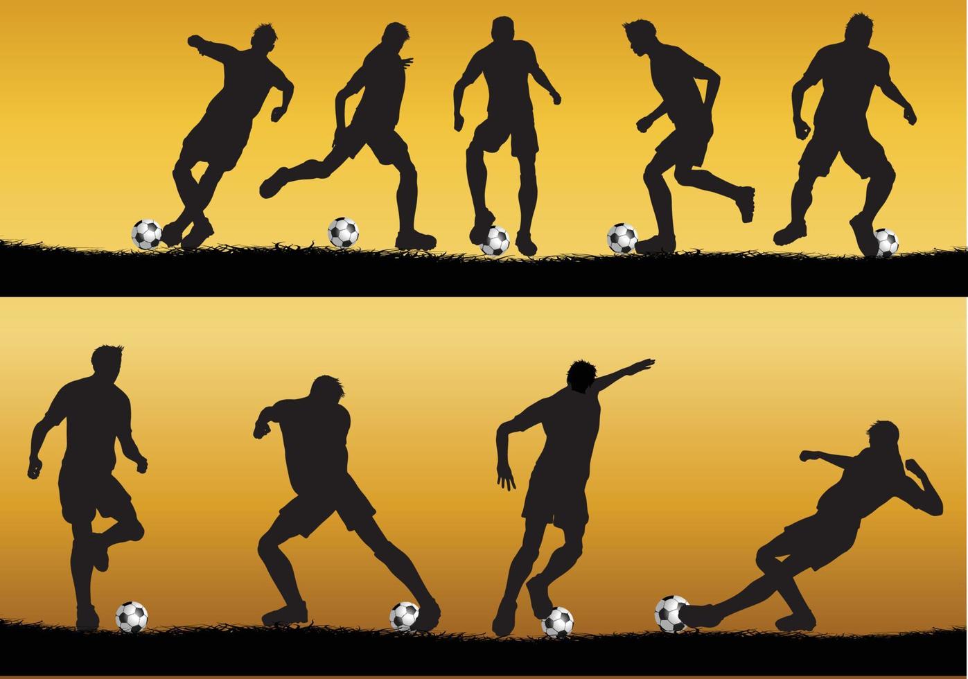 silhouetten van voetballers in verschillende poses vector