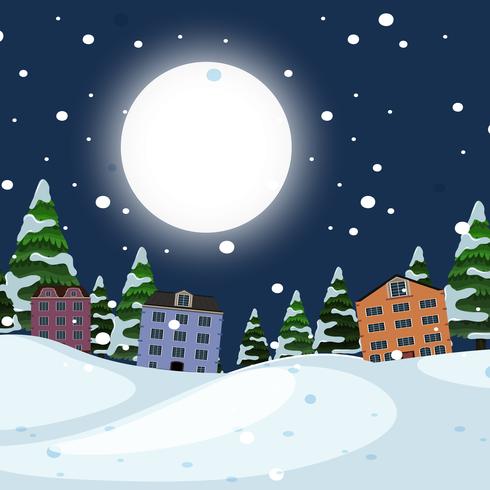 Nacht winter stad landschap vector