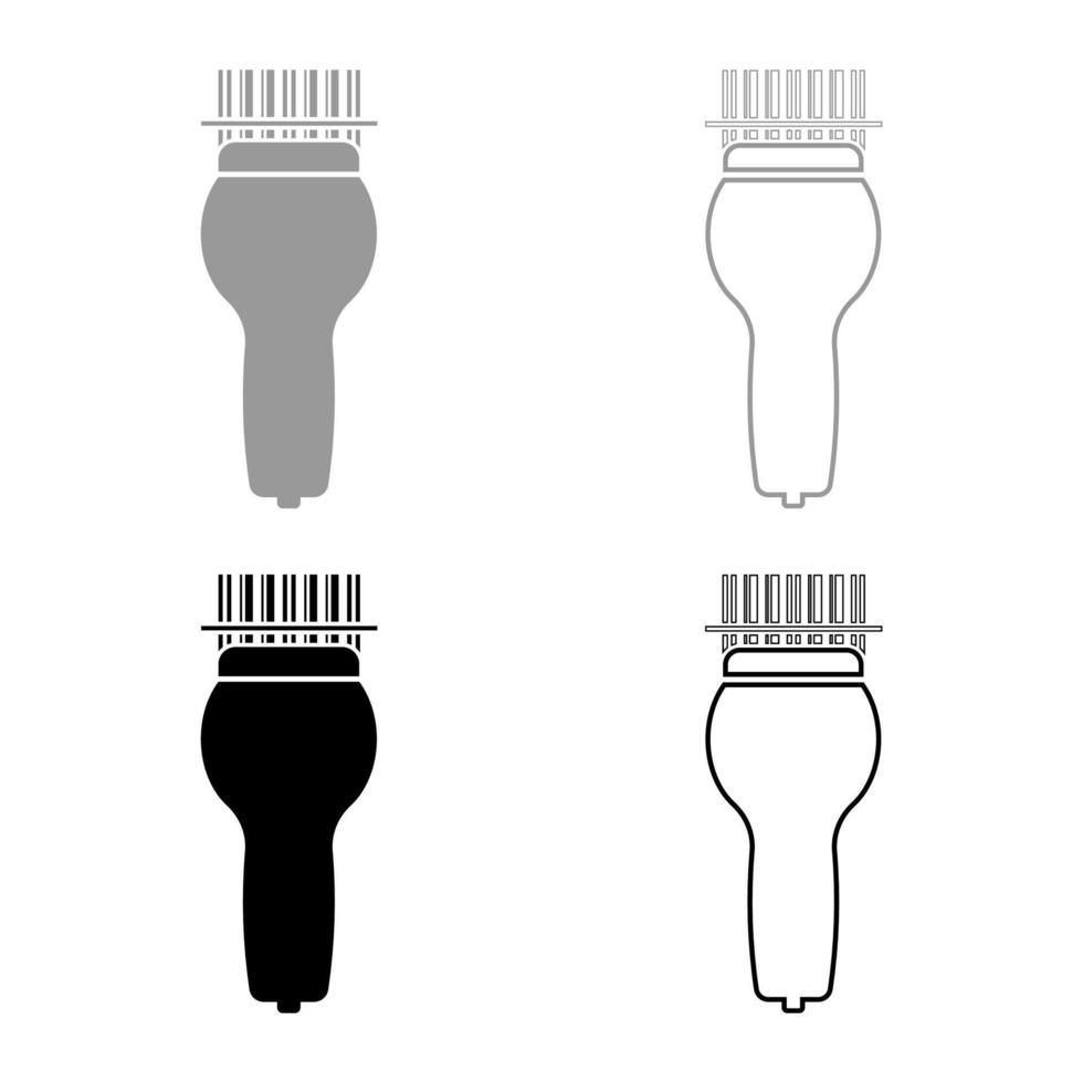 barcode scannen met handscanner pictogram overzicht set zwart grijze kleur vector illustratie vlakke stijl afbeelding