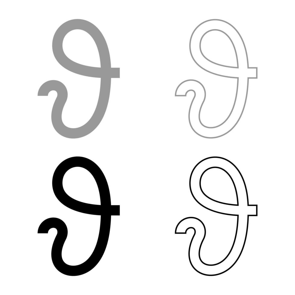 theta grieks symbool teta zeta pictogram overzicht set zwart grijs kleur vector illustratie vlakke stijl afbeelding