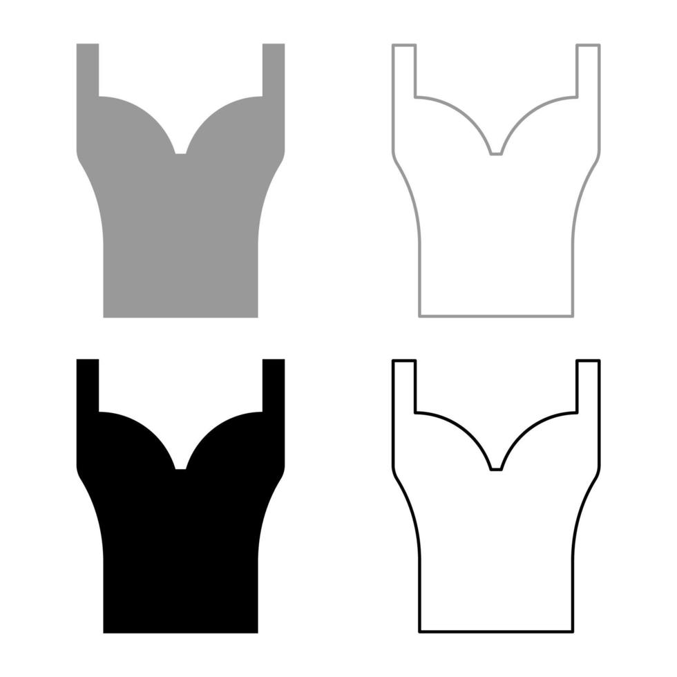 korset torso vrouw kleding lingerie kledingstuk ingesteld pictogram grijs zwart kleur vector illustratie vlakke stijl afbeelding