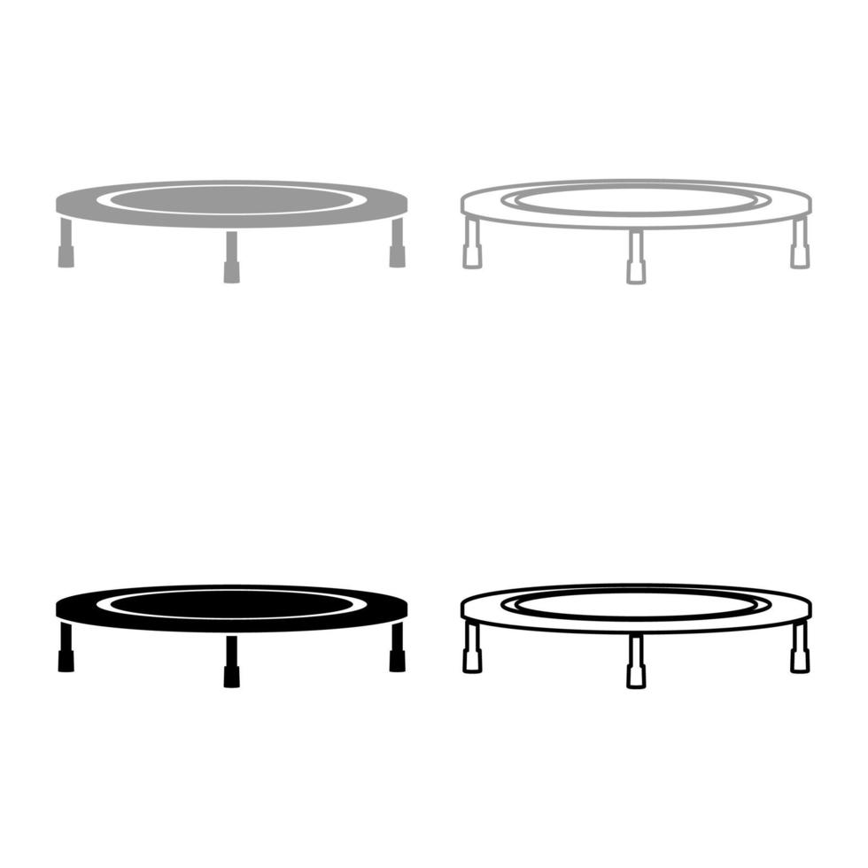 trampoline springen voor bounce pictogram overzicht set zwart grijze kleur vector illustratie vlakke stijl afbeelding