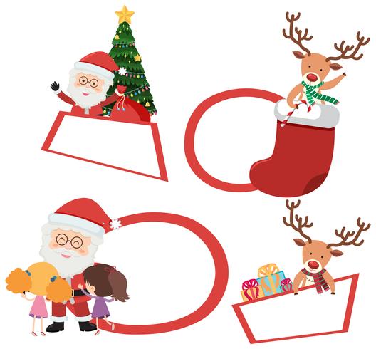 Kerst labels met Santa en rendieren vector