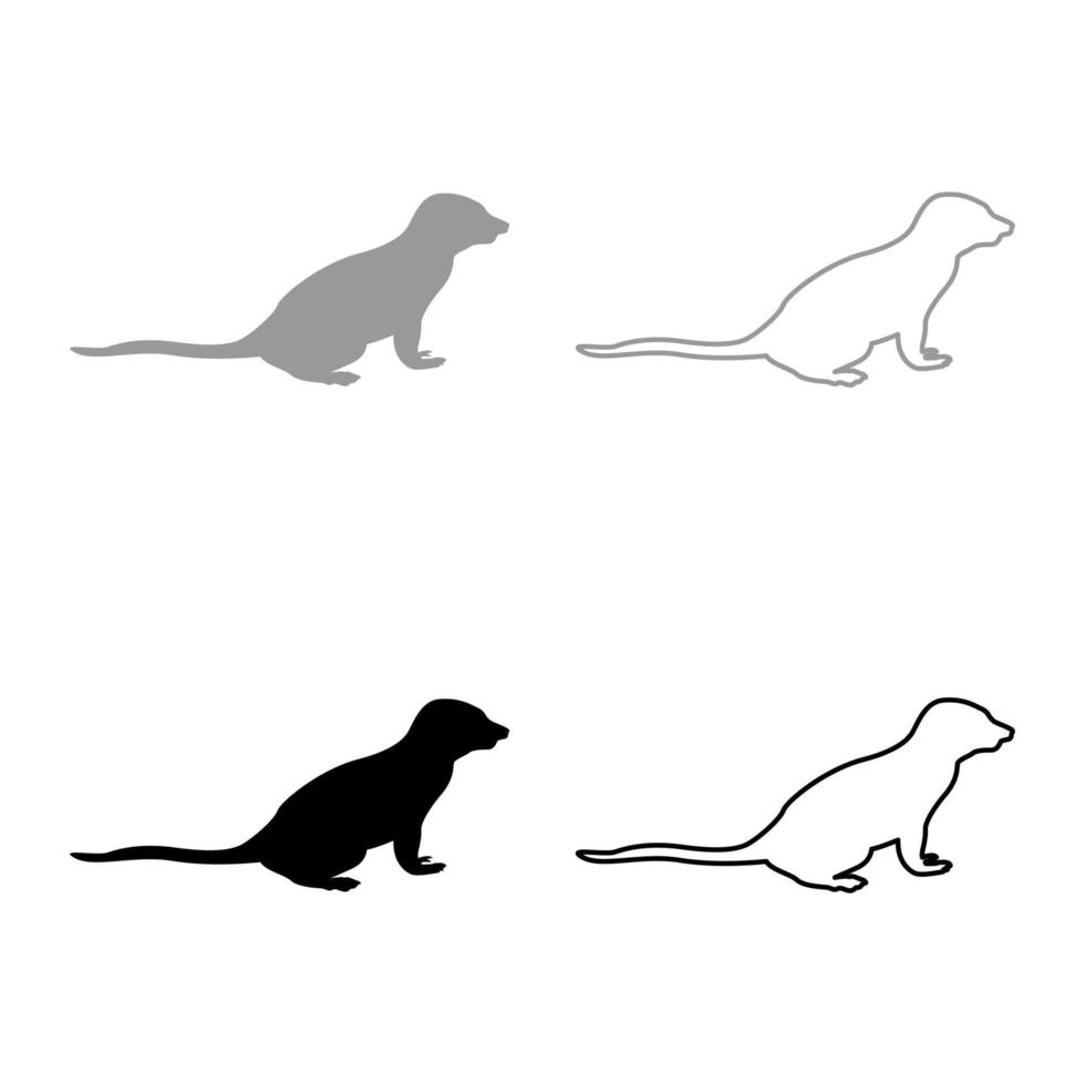 meerkat in pose suricata suricatta silhouet grijs zwart kleur vector illustratie solide overzicht stijl afbeelding