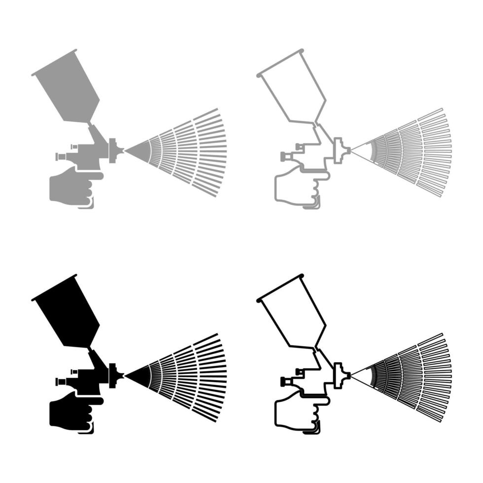 tekengereedschap in de hand ingesteld pictogram grijs zwart kleur vector illustratie afbeelding vlakke stijl effen vulling omtrek contour lijn dun