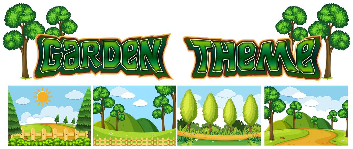 Set van tuinlandschap vector