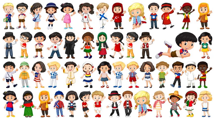 Set van multiculturele kinderen vector