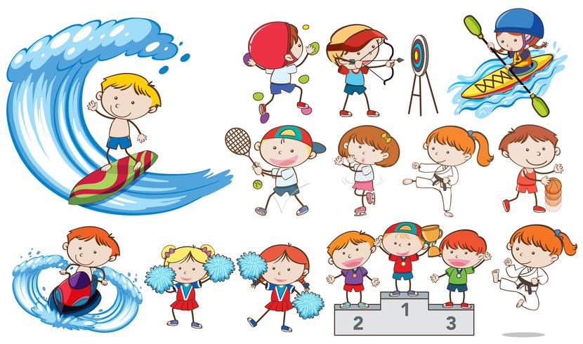 Doodle Kids Sport Activities Competitie vector