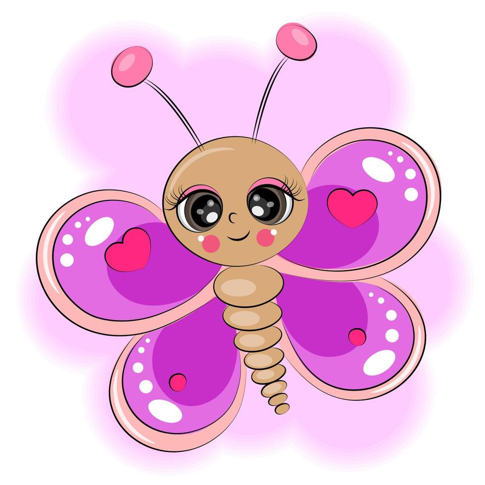 mooie schattige vlinder, schattig insect met kleurrijke vleugels, print voor textiel, t-shirt, verpakking, educatief boek voor kinderen, cartoon vectorillustratie vector