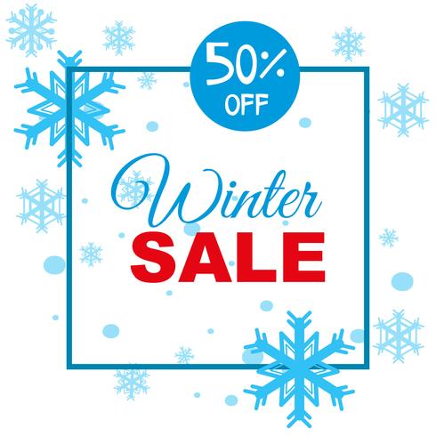 Winter verkoop achtergrond sjabloon met sneeuwvlokken vector