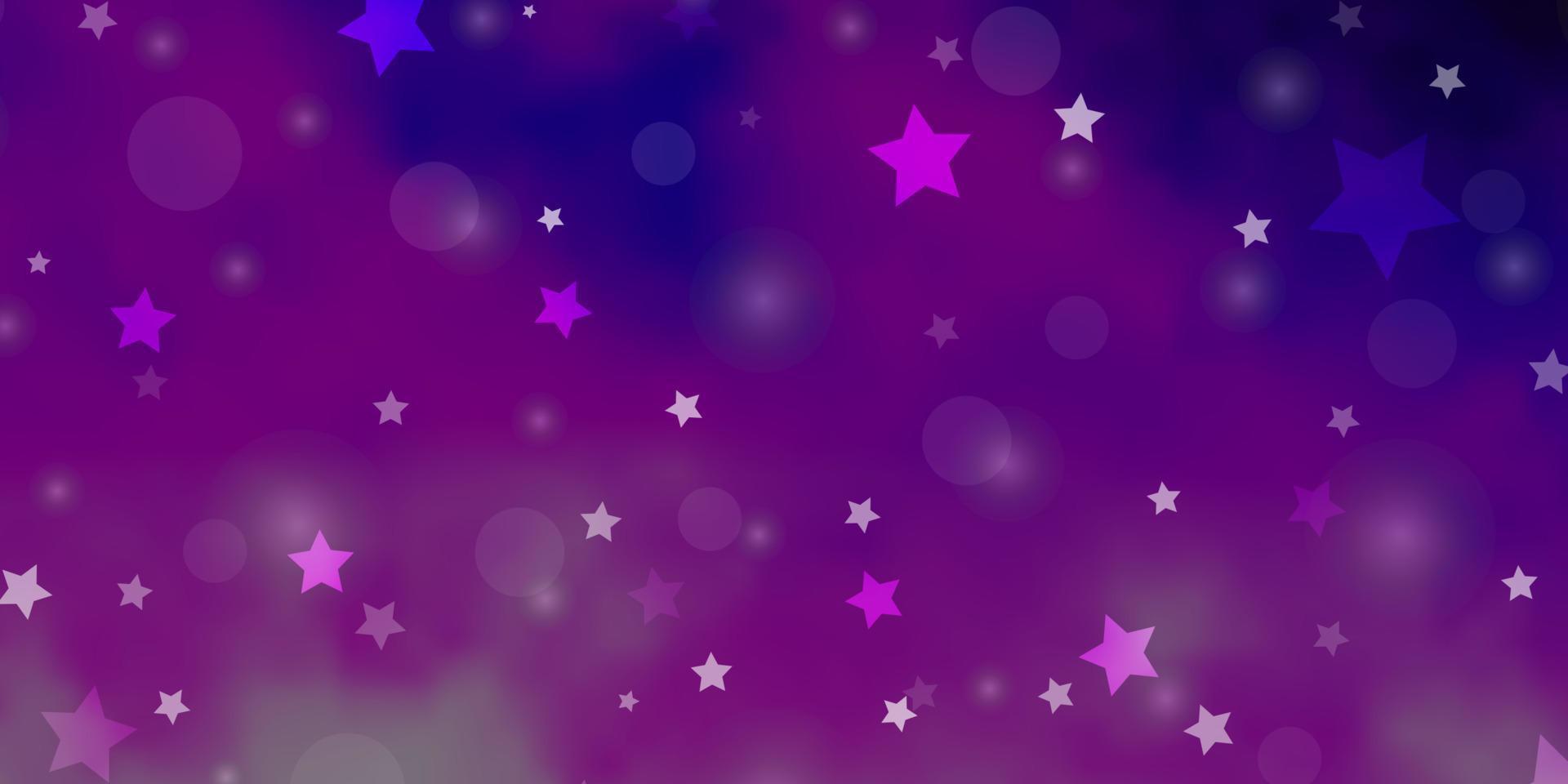 lichtpaarse, roze vector achtergrond met cirkels, sterren.