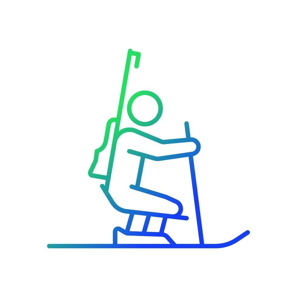 biatlon kleurovergang lineaire vector pictogram. combinatiesport skiën en schieten. competitief evenement. sporter met een handicap. dunne lijn kleur symbool. moderne stijlpictogram. vector geïsoleerde overzichtstekening