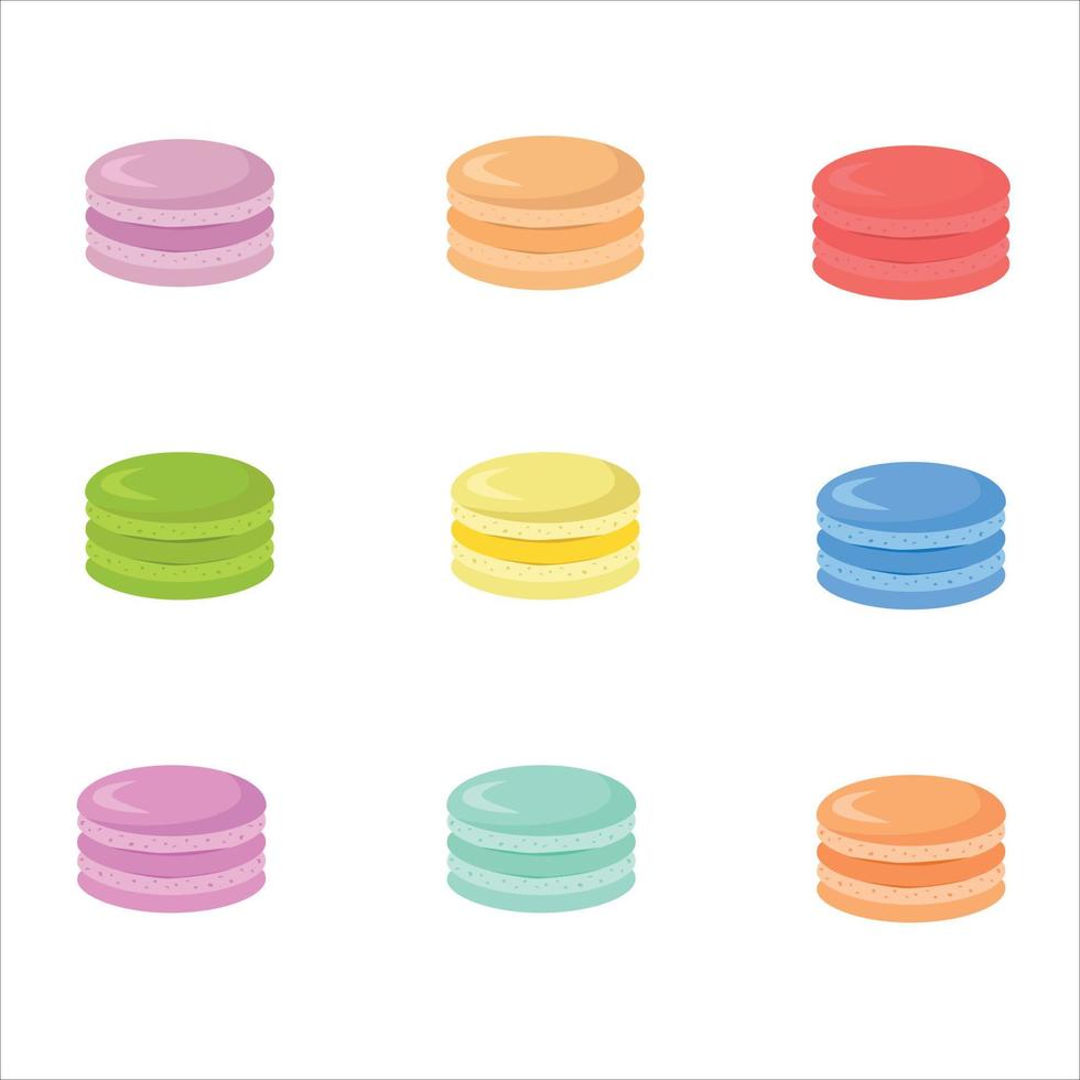 veelkleurige macarons. nagerecht. snoepgoed. vector illustratie