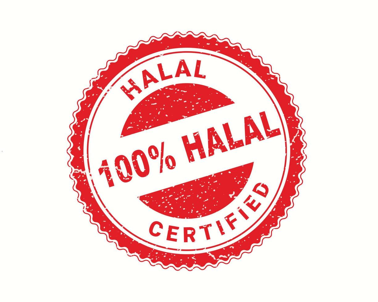 halal gecertificeerd logo, stempel in rubber stijl op witte achtergrond. ronde stempel voor halal eten, drinken en producten vector