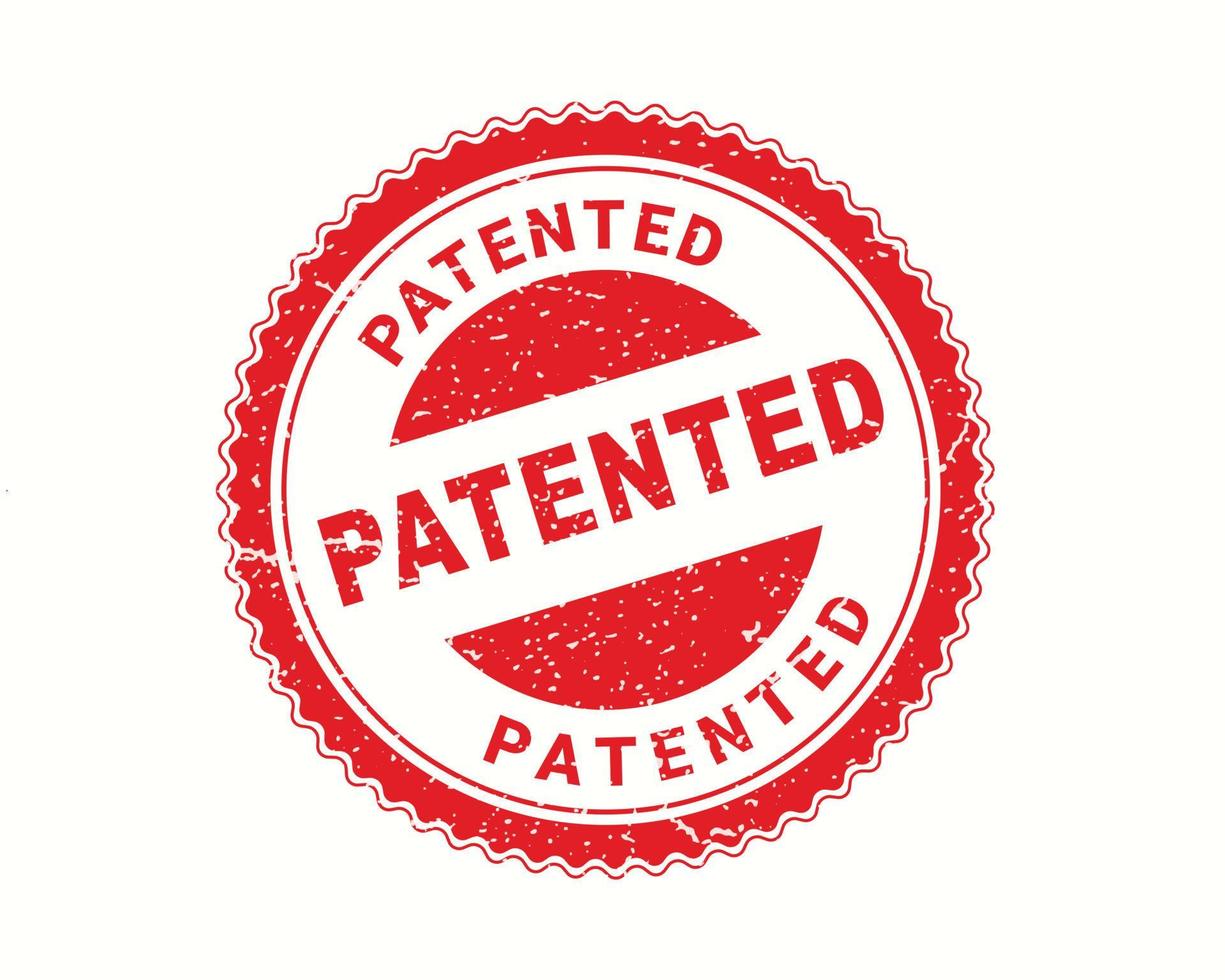 gepatenteerde stempel in rubberen stijl, rode ronde grunge gepatenteerde teken, rubberen stempel op wit, vectorillustratie vector