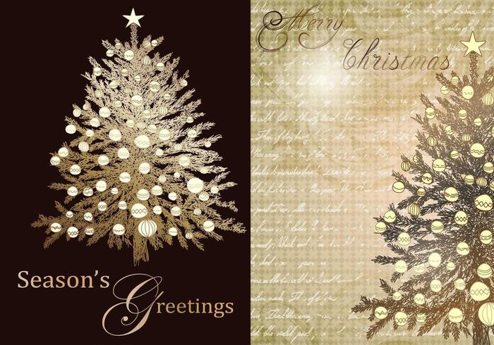 Vintage Christmas Tree groet Vector Pack