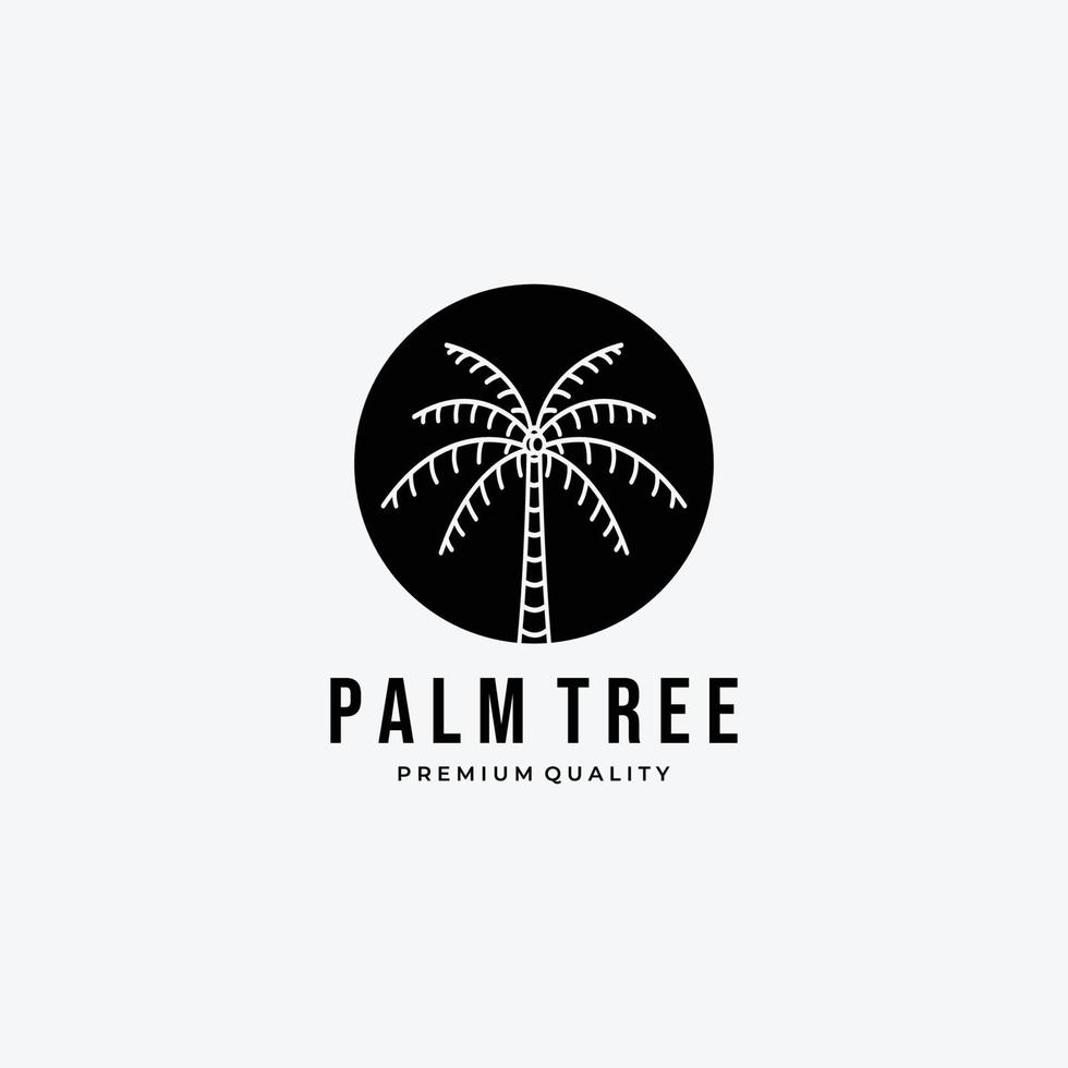 embleem van palm of kokospalm logo lijntekeningen vector design vintage, paradijs concept illustratie, palm voor zaken