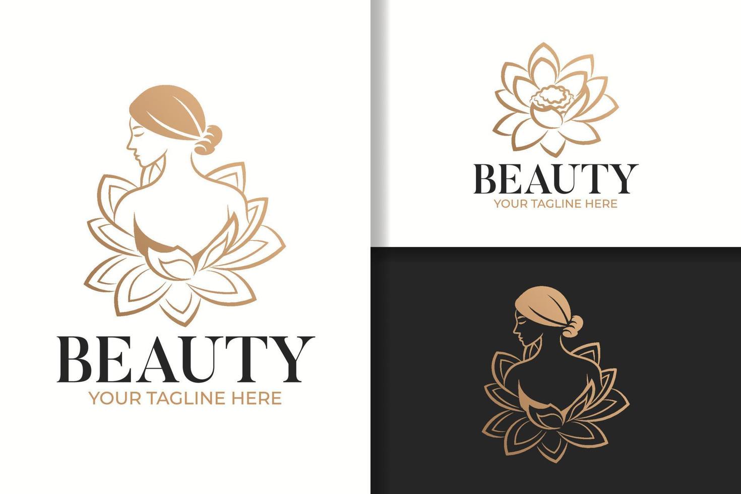 vrouwelijke schoonheid vrouw en lotus logo sjabloon vector