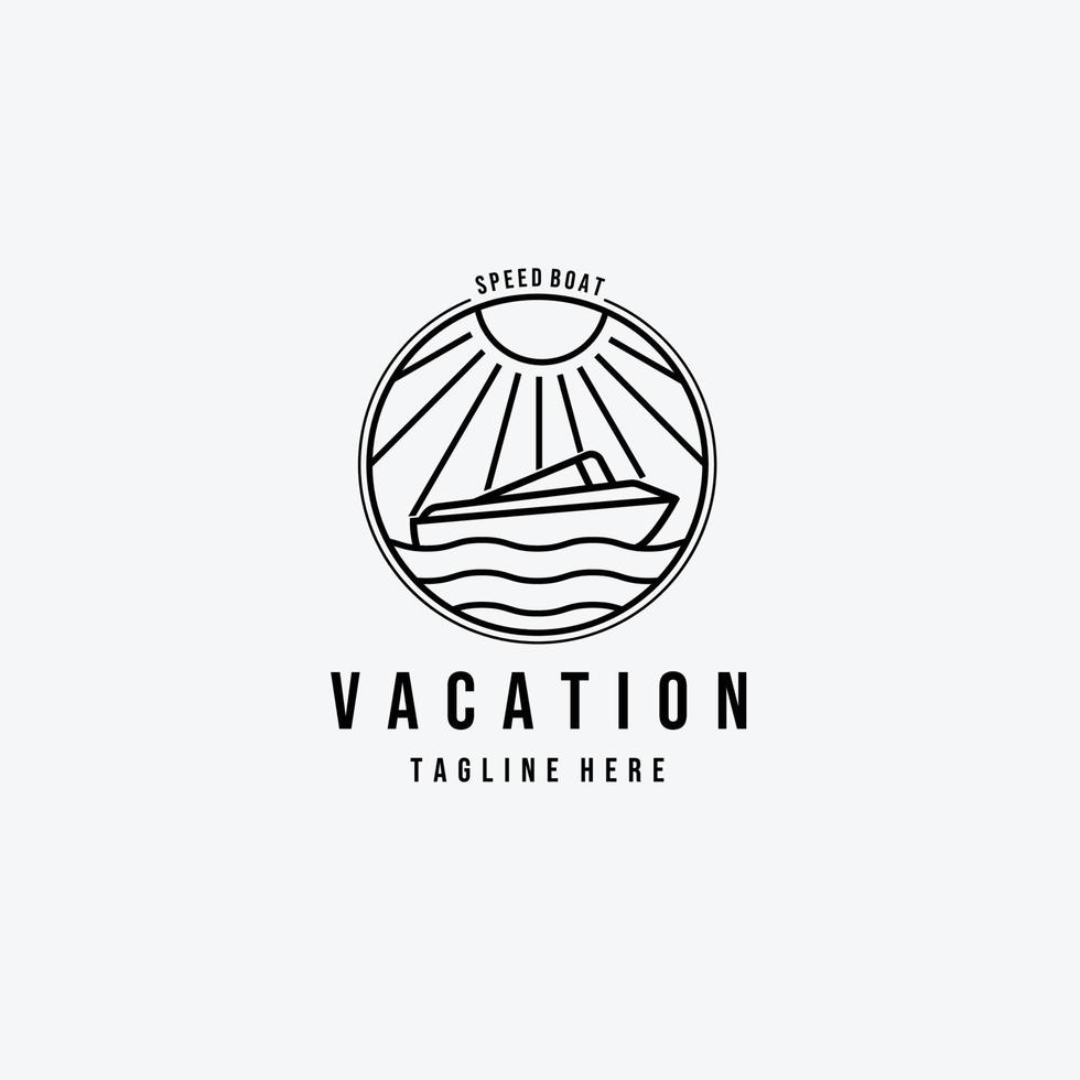 speedboot vakantie logo vector illustratie ontwerp lijn kunst embleem