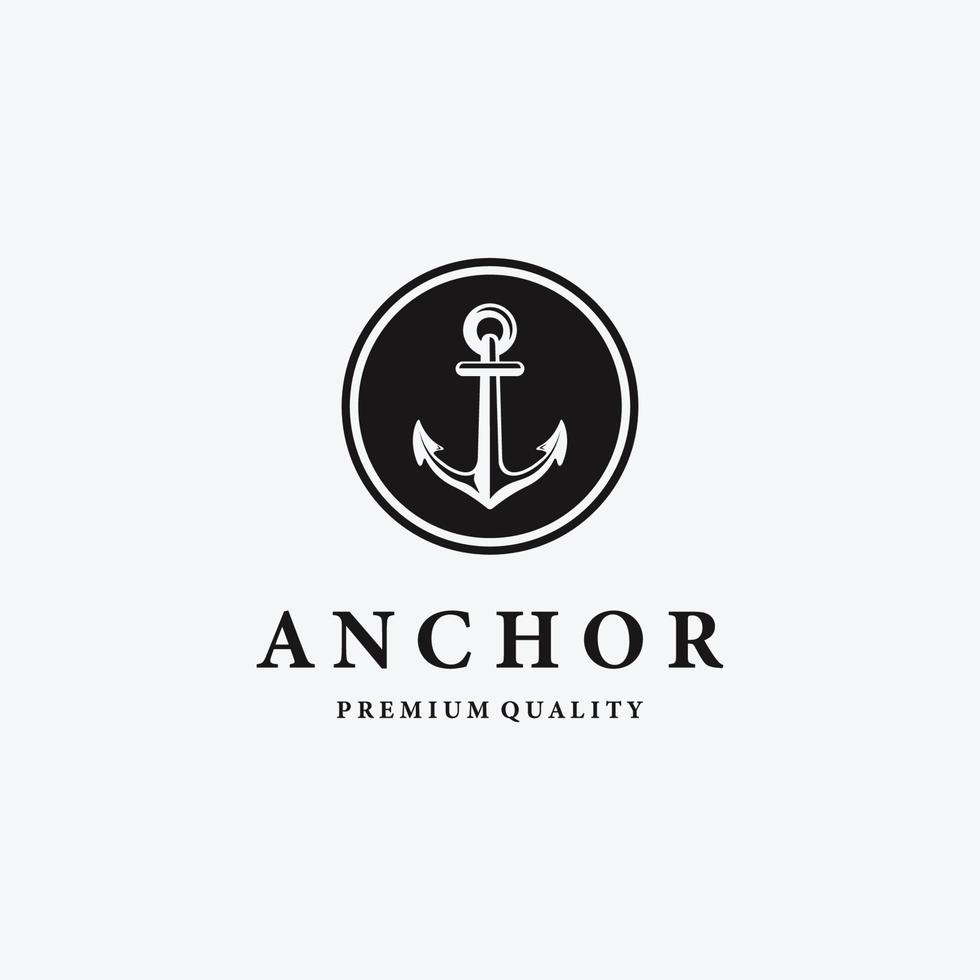 minimalistisch embleem anker schip nautisch maritiem logo, ontwerp illustratie van navigatie drop ankerpunt vector