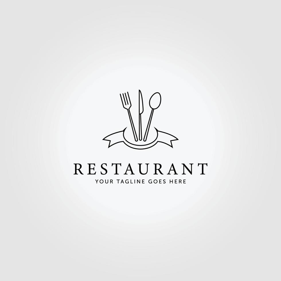 minimalistische bestek pictogram logo lijntekeningen, lepel mes vork vector illustratie ontwerp