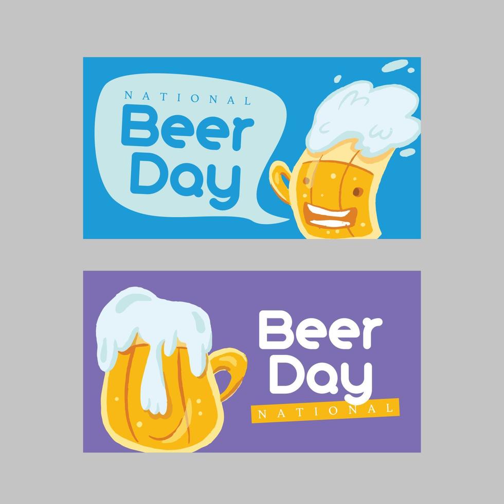 ansichtkaarten en spandoeken voor nationale bierdag vector