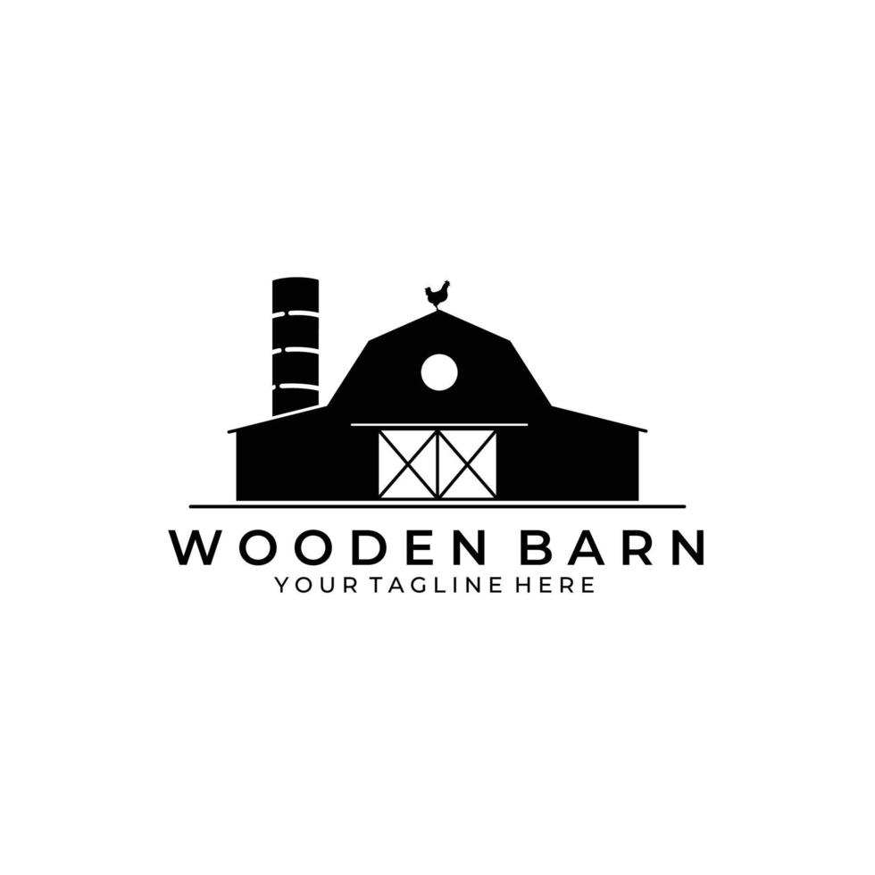 bos houten schuur huis logo vector illustratie ontwerp vintage icon
