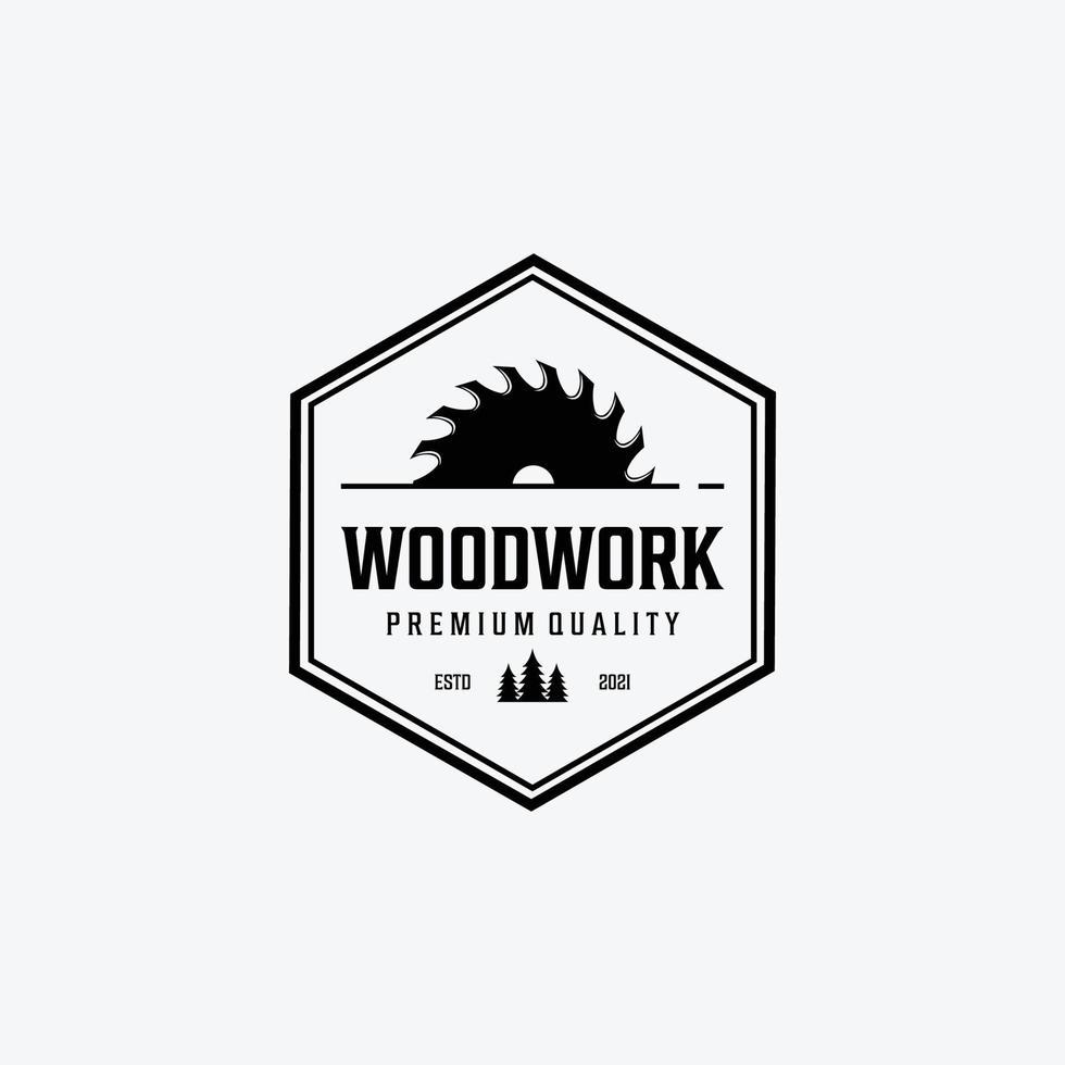 kenteken van timmerman winkel logo vector vintage, embleem van illustratie van houtbewerking concept, ontwerp van houtzagen modern