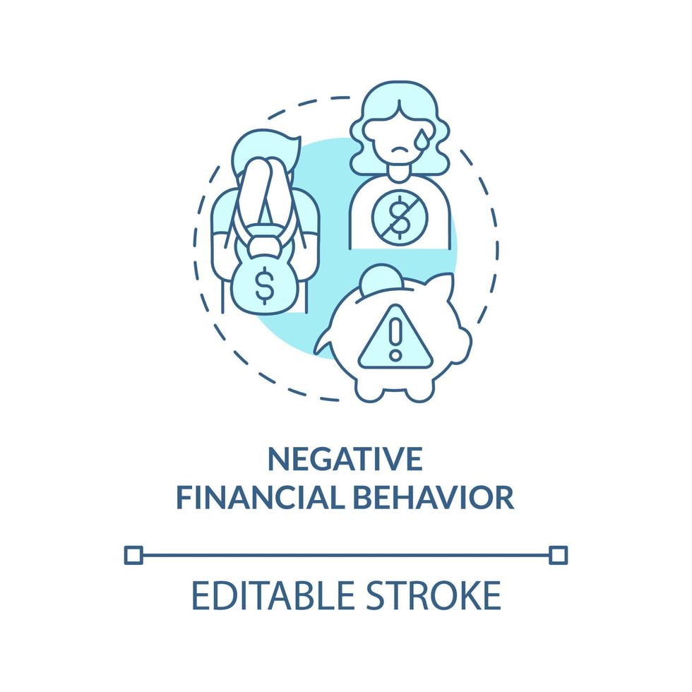 financieel misbruik concept icoon. economische manipulaties. laat partner zonder geld. financiële afhankelijkheid abstracte idee dunne lijn illustratie. vector geïsoleerde omtrek kleur tekening. bewerkbare streek