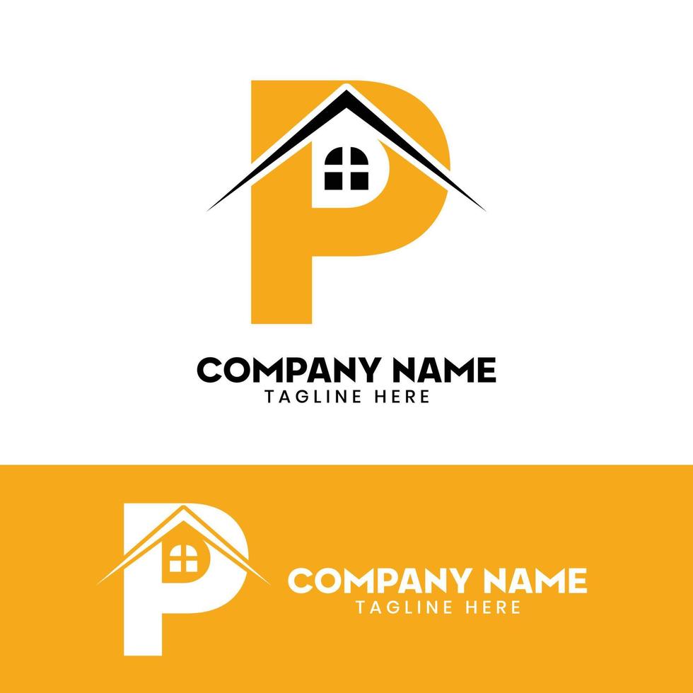 beginletter p onroerend goed logo vector, beginletter p huis logo vector