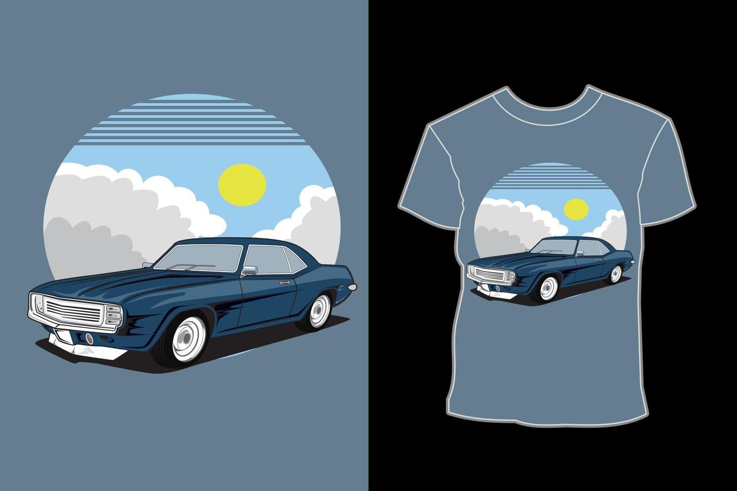 sedan klassieke auto illustratie t-shirt ontwerp vector