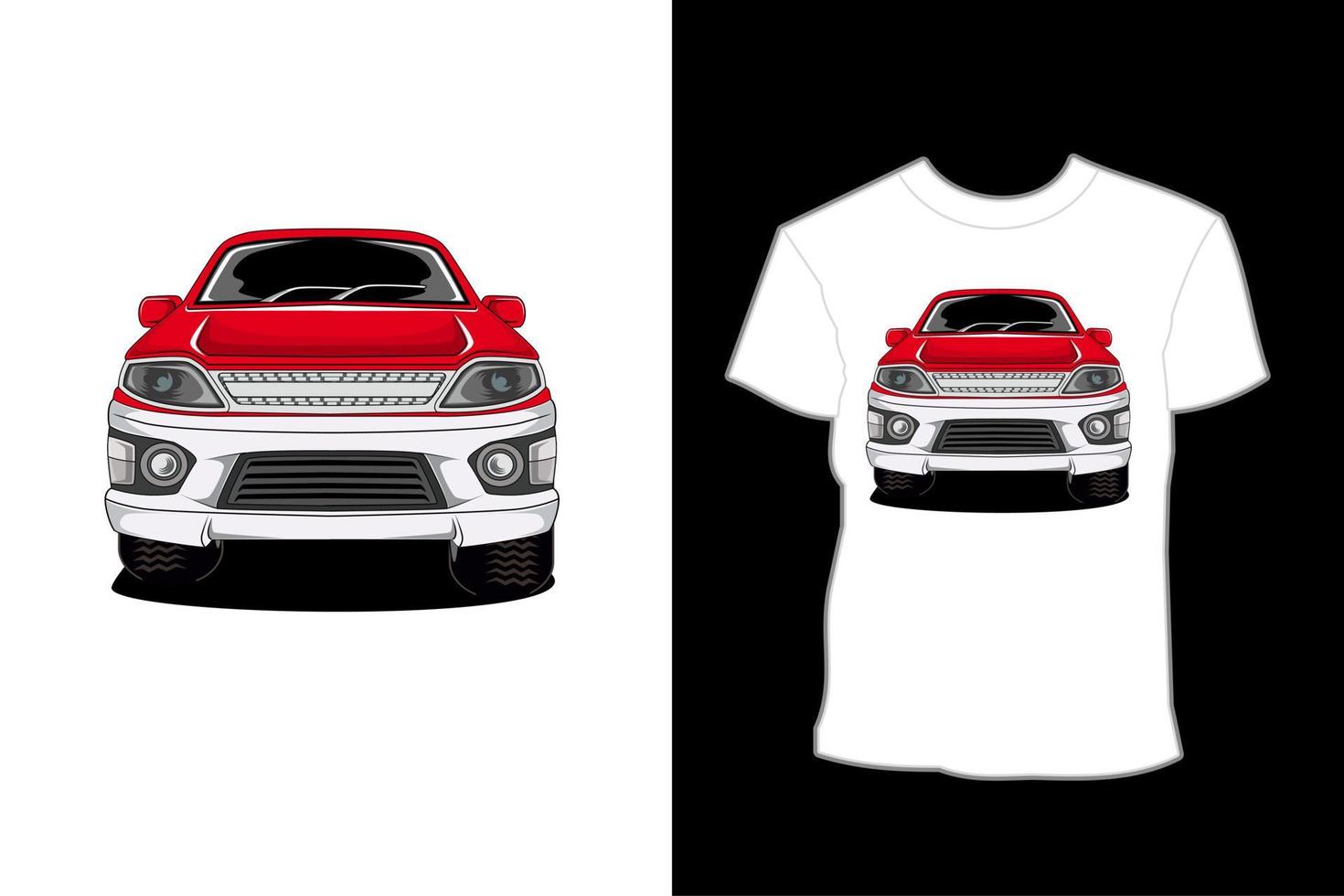 rode auto voorkant look illustratie shirt ontwerp vector