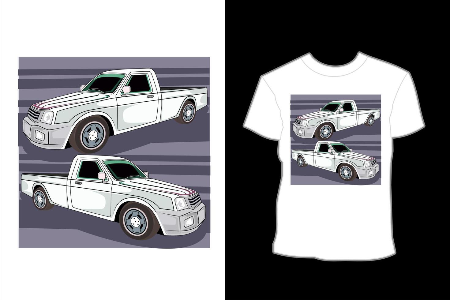 wit modern pick-up illustratie shirtontwerp vector