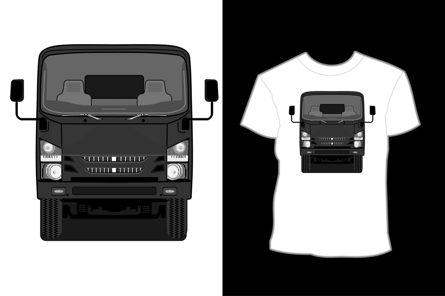 zwart isuzu vrachtwagen illustratie t-shirt ontwerp vector