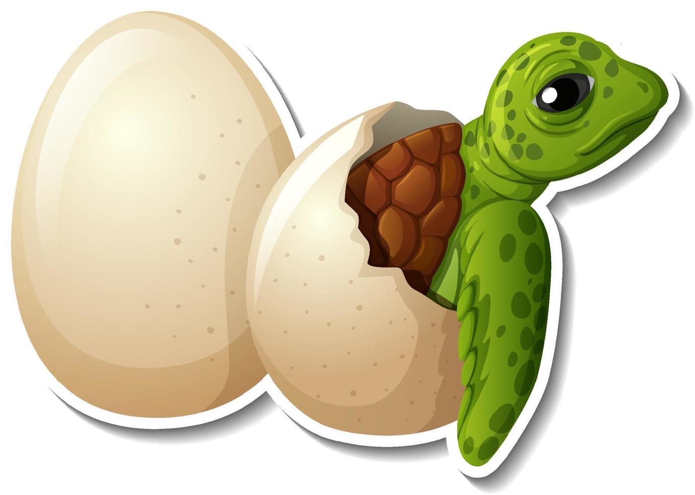 babyschildpad die uit een ei komt dieren cartoon sticker vector