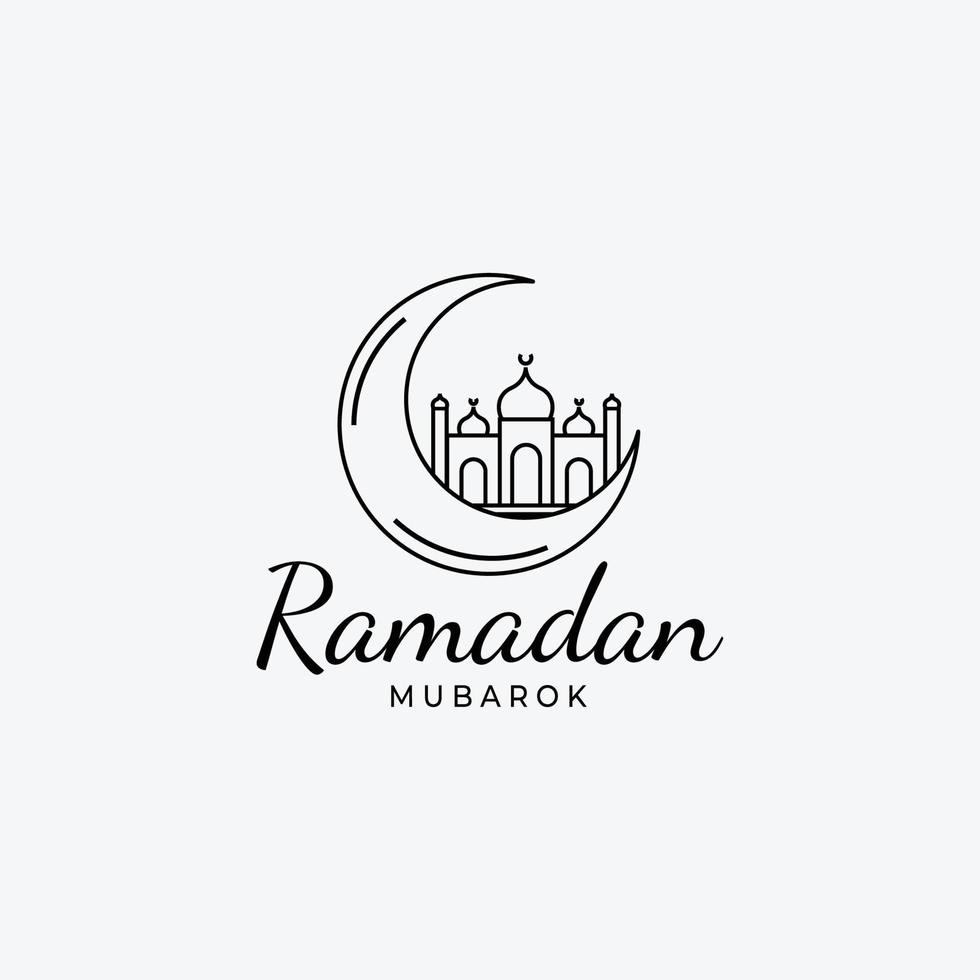 ramadan kareem mubarak minimalistisch lijntekeningen logo, moslim concept illustratie ontwerp vector